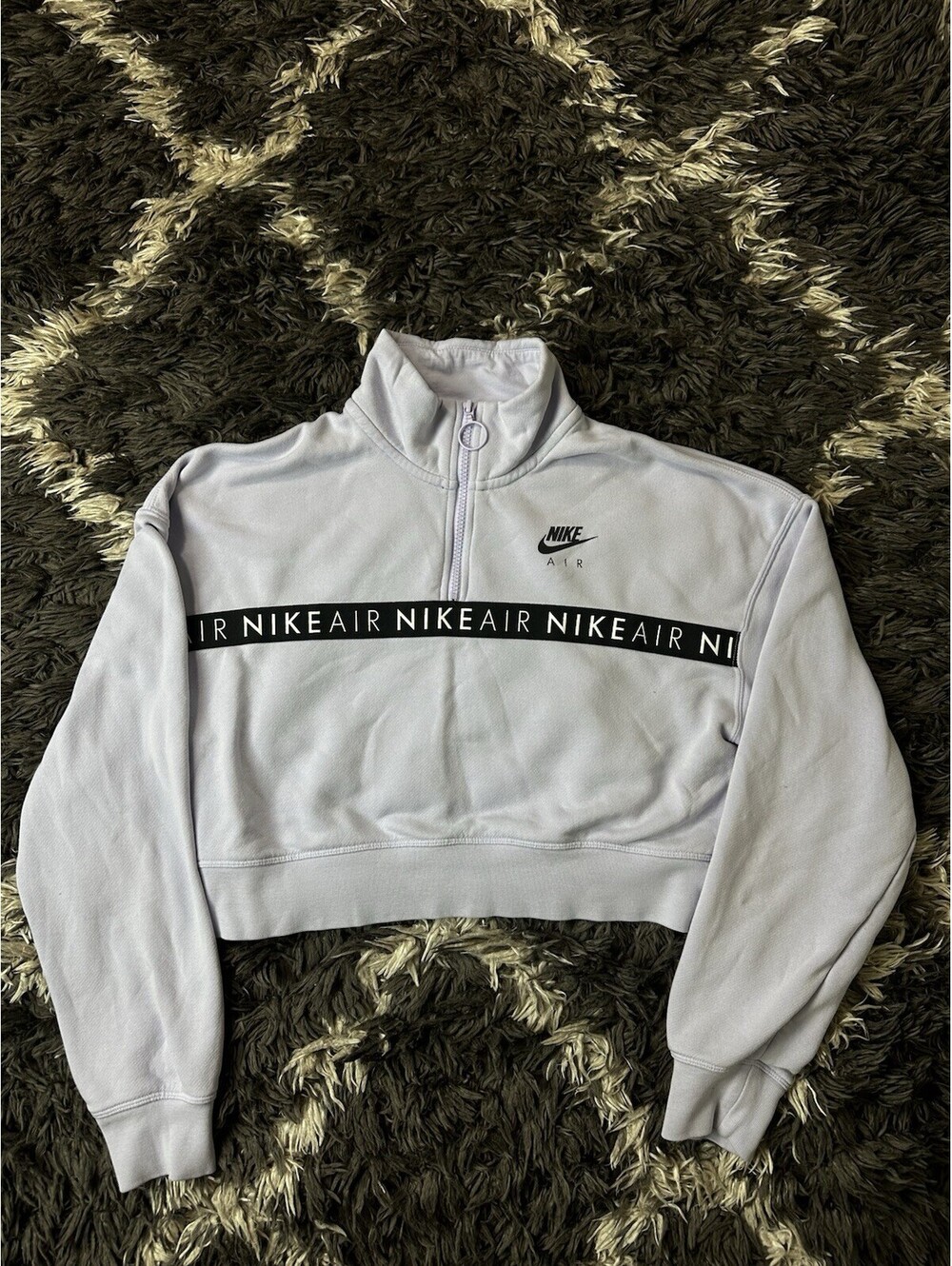 Nike Air Womens Cropped 1/4 Zip Sweatshirt Purple Size M Medium